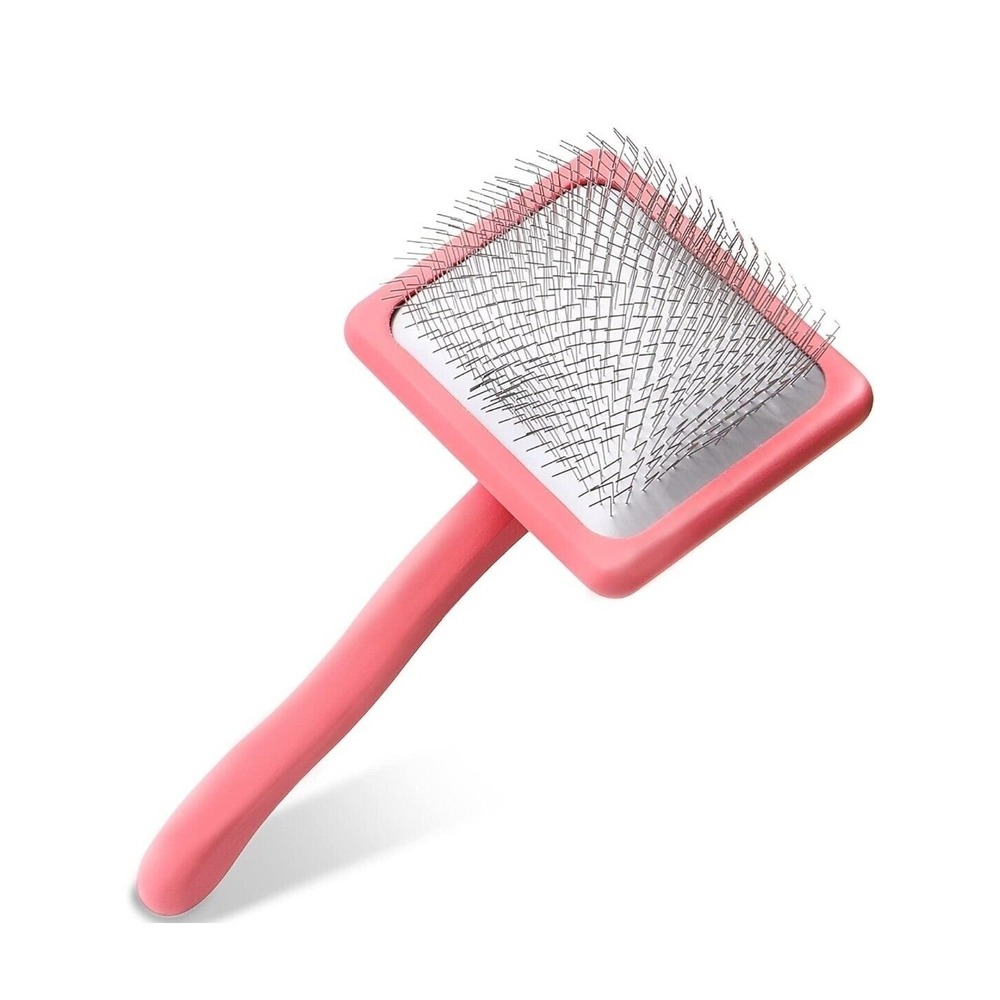 Flying Pawfect Petā Slicker Brush Large Pink Ergonomic Handle For Dogs Cats